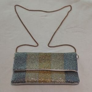 Elegant Beaded Clutch with Chain Strap